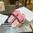 Dior Dway Slides In Bright Pink Toile de Jouy Embroidered Cotton