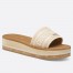 Dior Dioriviera Dway Platform Slides in Raffia and White Embroidered Cotton