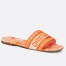 Dior Dway Slides In Bright Orange Toile de Jouy Embroidered