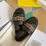 Dior Dway Slides In Black Embroidered Raffia and Cotton