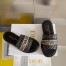 Dior Dway Slides In Black Embroidered Raffia and Cotton