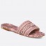 Dior Dway Slides in Pink Cotton with Toile de Jouy Sauvage Motif