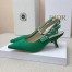 Dior J'Adior Slingback Pumps 65mm In Green Cotton Embroidery