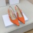 Dior J'Adior Slingback Pumps 65mm In Orange Cotton Embroidery