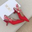 Dior J'Adior Slingback Pumps 65mm In Rose Red Cotton Embroidery