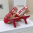 Dior J'Adior Slingback Pumps 65mm In Rose Red Cotton Embroidery