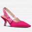 Dior J'Adior Slingback Pumps 65mm In Rose Red Cotton Embroidery