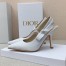 Dior J'Adior Slingback Pumps 100mm In White Cotton Embroidery