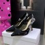 Dior J'Adior Slingback Pumps 100MM In Black Macrame Embroidered Cotton