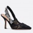 Dior J'Adior Slingback Pumps 100MM In Black Macrame Embroidered Cotton