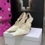 Dior J'Adior Slingback Pumps 100MM In White Macrame Embroidered Cotton