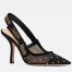 Dior J'Adior Slingback 100mm In Gold-tone Dotted Swiss