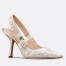 Dior J'Adior Slingback 100mm Pumps In Gold Toile de Jouy Cotton