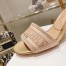 Dior Dway Heeled Sandals In Gold Cotton with Strass