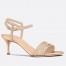 Dior Dway Heeled Sandals In Gold Cotton with Strass