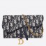 Dior Saddle Chain Wallet In Blue Oblique Canvas 