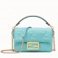 Fendi Pale Blue FF Motif Mini Baguette Bag