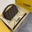 Fendi Mini Baguette Bag In FF Fabric With Black Trim