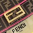 Fendi Mini Baguette Bag In FF Fabric With Fuchsia Trim