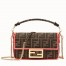 Fendi Mini Baguette Bag In FF Fabric With Fuchsia Trim