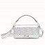 Fendi Baguette Medium Bag In Silver Lambskin With FF Motif