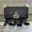 Fendi Black FF Motif Large Baguette Bag