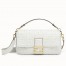 Fendi White FF Motif Large Baguette Bag