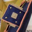 Fendi Large Baguette Bag In Blue Denim With Orange Trim