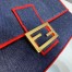 Fendi Large Baguette Bag In Blue Denim With Red Trim