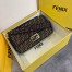 Fendi Baguette Large Bag In FF Fabric With Black Trim