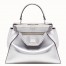 Fendi Peekaboo Medium Bag In Silver Metallic Lambskin