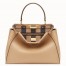 Fendi Beige Peekaboo Medium Bag With Pequin Motif