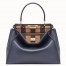 Fendi Blue Peekaboo Medium Bag With Pequin Motif