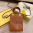 Fendi Mini Sunshine Shopper Bag In Brown Leather