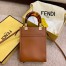 Fendi Mini Sunshine Shopper Bag In Brown Leather