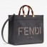 Fendi Sunshine Medium Tote Bag in Black Leather with Python Logo