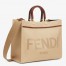 Fendi Sunshine Medium Shopper Bag In Beige Canvas