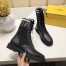 Fendi Ankle Boots In Black Leather With Stretch Fabric