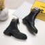 Fendi Ankle Boots In Black Leather With Stretch Fabric