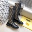 Fendi Rockoko High Boots In Leather With FF Fabric