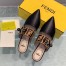 Fendi Black Sabots Sandals With Metal-plated Pearl