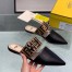 Fendi Black Sabots Sandals With Metal-plated Pearl
