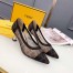 Fendi Black Colibri Logo-print Mesh Pumps 55mm