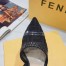 Fendi Black Mesh Colibri Slingbacks 55mm With Rhinestone