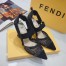 Fendi Black Mesh Colibri Slingbacks 55mm With Rhinestone