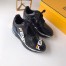 Fendi Black Logo-print Leather Sneakers