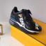 Fendi Black Logo-print Leather Sneakers