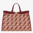 Fendi Peekaboo X-Tote Shopper In Burgundy FF Raffia