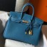 Hermes Birkin 25cm Bag In Blue Jean Clemence Leather