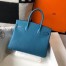 Hermes Birkin 30cm Bag In Blue Jean Clemence Leather